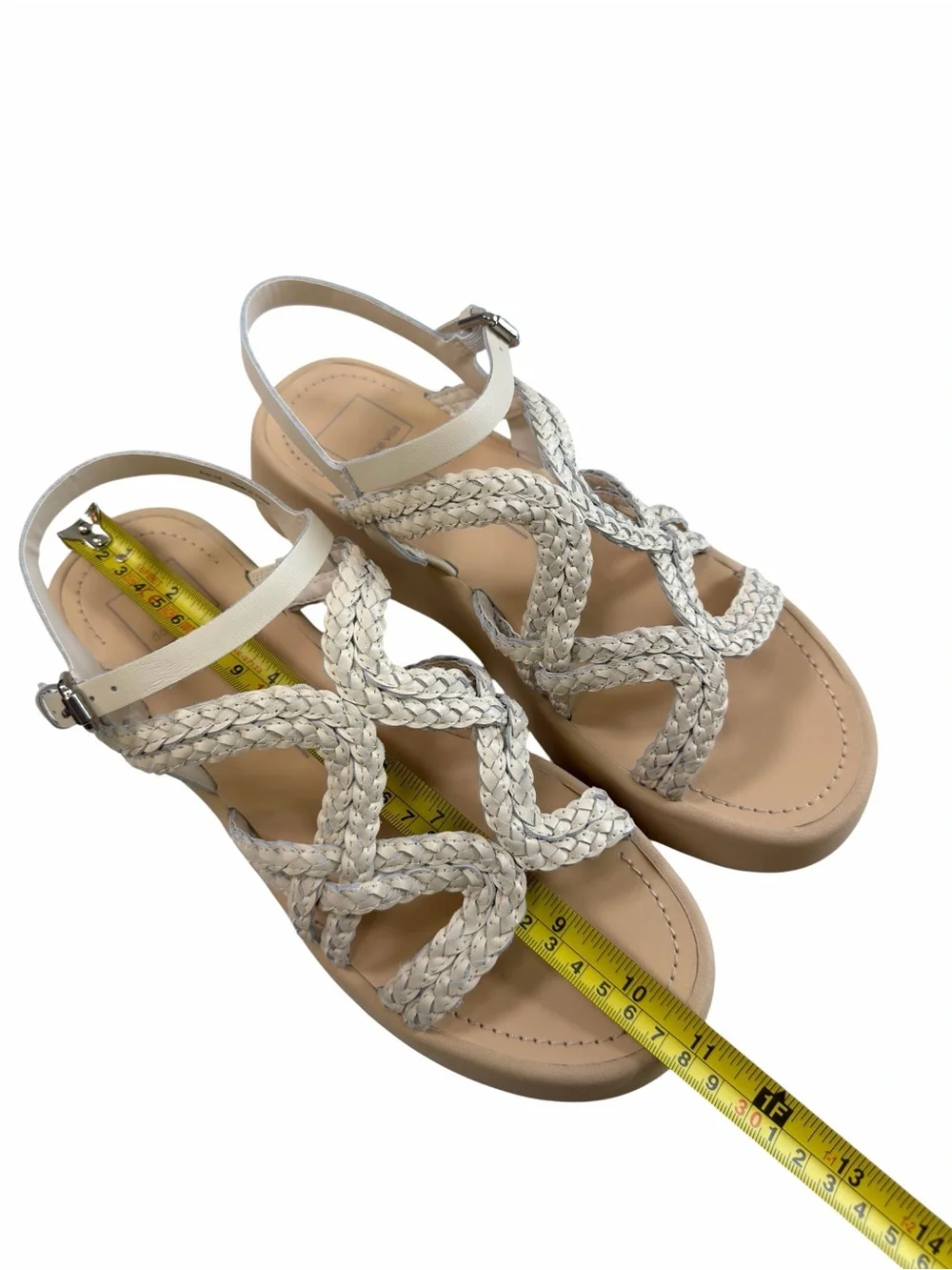NWOB Dolce Vita Gatsby Braided Strappy Leather Platform Wedge Sandals Creme Sz10
